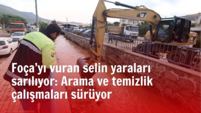 İzmir’in Foça ilçesinde metrekareye 155 kilogram yağış düşmesiyle yaşanan sel