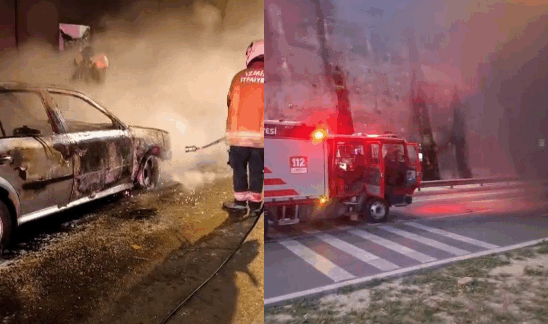 İzmir Konak Tünelleri’nde sabah saatlerinde bir araçta çıkan yangın, itfaiye